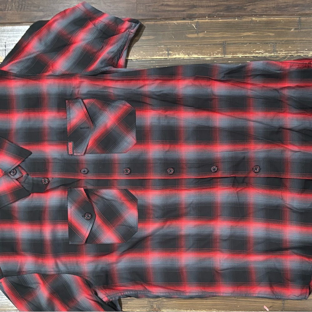 DIXXON Red and Black Plaid Casual Shirt